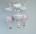 Karuzela z balonami nad łóżeczko do pokoju dziecka różowy szary seledynowy miętowy (4).JPG