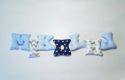 Zestaw ręcznie szytych literek do pokoju dziecka – MIKOŁAJ