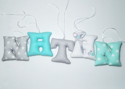 Zestaw ręcznie szytych literek do pokoju dziecka – NATAN