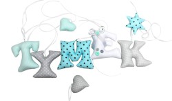 Zestaw ręcznie szytych literek do pokoju dziecka – TYMEK / TYMUŚ / TYMON