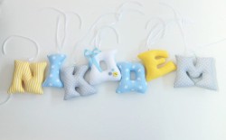 Zestaw ręcznie szytych literek do pokoju dziecka – NIKODEM