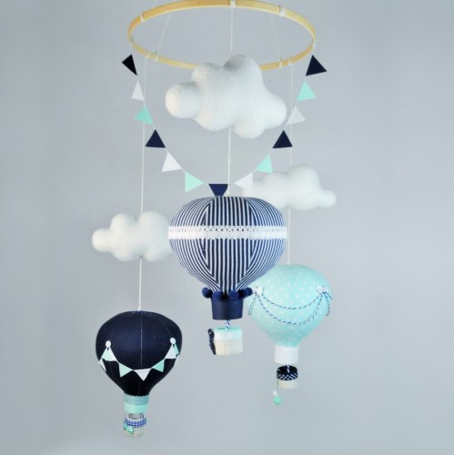 Karuzela nad łóżeczko motyw balonów gratanowy miętowy (1).JPG