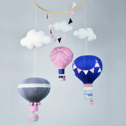 Karuzela nad łóżeczko balony różowy granatowy (1).JPG