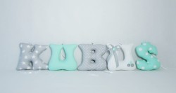 Zestaw ręcznie szytych literek do pokoju dziecka – KUBUŚ