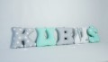 Szyte literki do pokoju dziecka Kubuś miętowo-szaro-białe