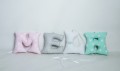Bawełniane literki do pokoju dziecka na łóżeczko Mela róż, szary, biały, miętowy