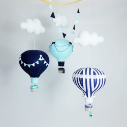 Karuzela nad łóżeczko 3 balony granatowo-miętowe z białymi akcentami