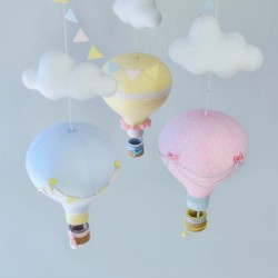 Karuzela nad łóżeczko 3 balony: różowy, niebieski, żółty