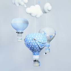 Karuzela nad łóżeczko 3 balony niebiesko-szara z akcentami białego