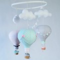 Karuzela z balonami nad łóżeczko niemowlaka miętowy szary pudrowy róż (5).JPG