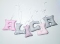 Szyte literki z imieniem dziecka Alicja różowo-szary