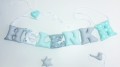 Szyte literki do pokoju dziecka Helenka szaro-miętowo-białe