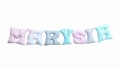 Szyte literki z imieniem dziecka na ścianę Marysia różowo-szaro-biało-miętowy