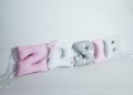 Szyte literki na łóżeczko do pokoju dziecka Zosia róż, biały, szary