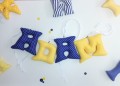 Literki do pokoju dziecka Adaś zestaw granatowo-żółte
