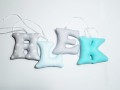 Literki z imieniem dziecka Alek zestaw szaro-turkusowo-miętowy