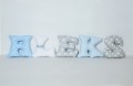 Literki z imieniem dziecka Aleks zestaw niebiesko-szaro-biały