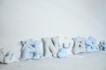 Szyte literki do pokoju dziecka Antoś Antek zestaw niebiesko-szaro-biały