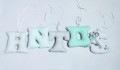 Szyte literki do pokoju dziecka_Antoś Antek biało-miętowo-szare