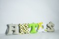 Szyte literki do pokoju dziecka_Antoś Antek żółto-zielono-beżowo-białe