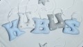 Szyte literki do pokoju dziecka Kubuś błękitno-szaro-biały zestaw