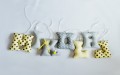 Szyte literki do pokoju dziecka Mikołaj szaro-żółte