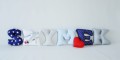 Szyte literki do pokoju dziecka Szymek Szymon Szymuś szaro-niebiesko-biało-granatowe