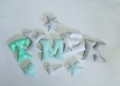 Szyte literki z imieniem dziecka Tymek Tymuś Tymon biało-szaro-miętowe